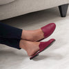 EXQUISITE CHERRY CROCODILE TEXTURE MULES