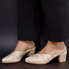 GOLD SNAKE PRINTMULES WITH BLOCK HEELS